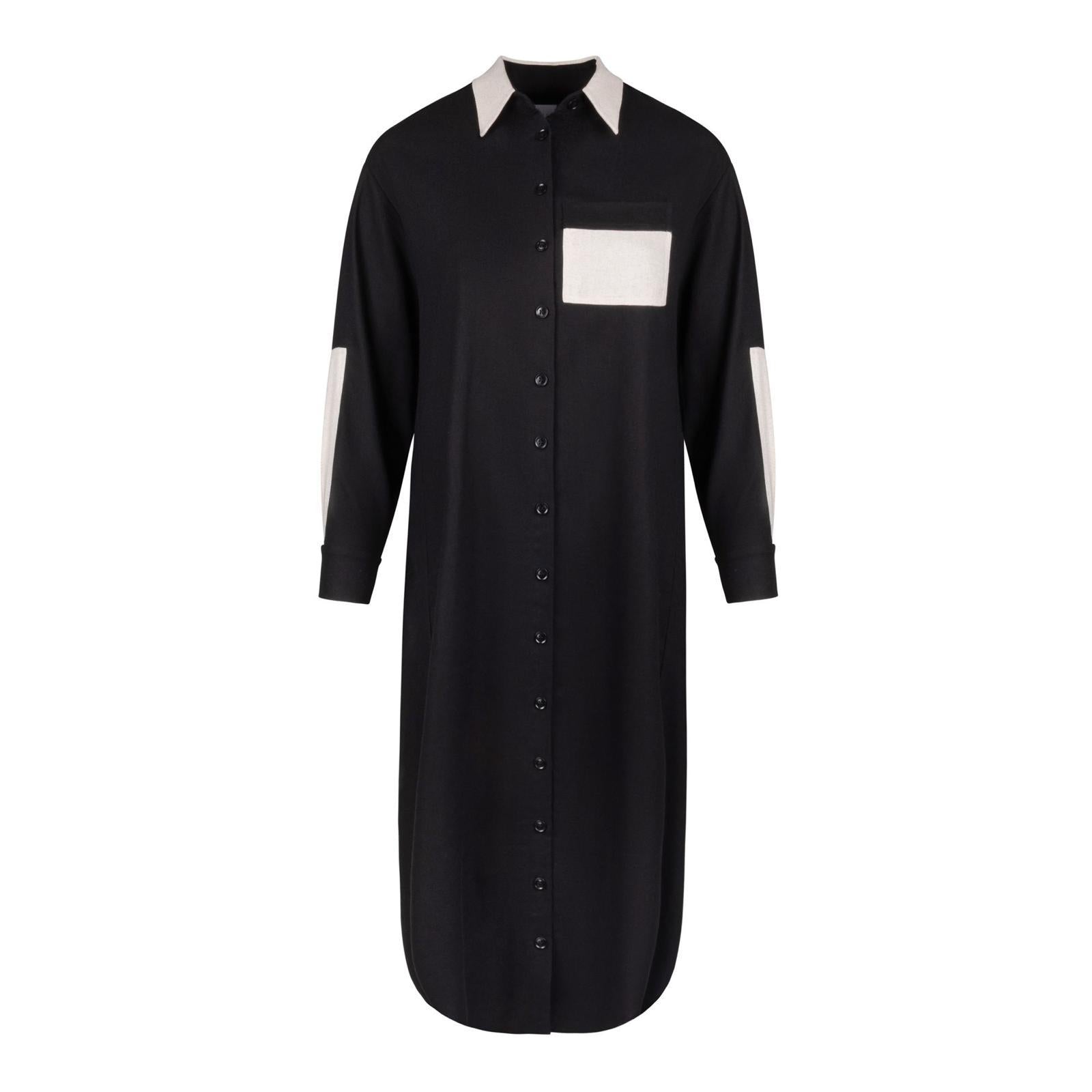 half white half black dress Color block shirt dress – The SOM Shop