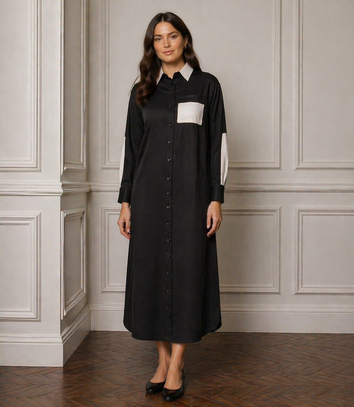 Color block shirt dress